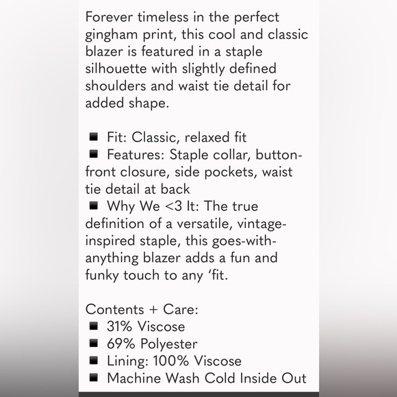 🌸🧡💕FREE PEOPLE Olivia Gingham Blazer - Picture 13 of 13